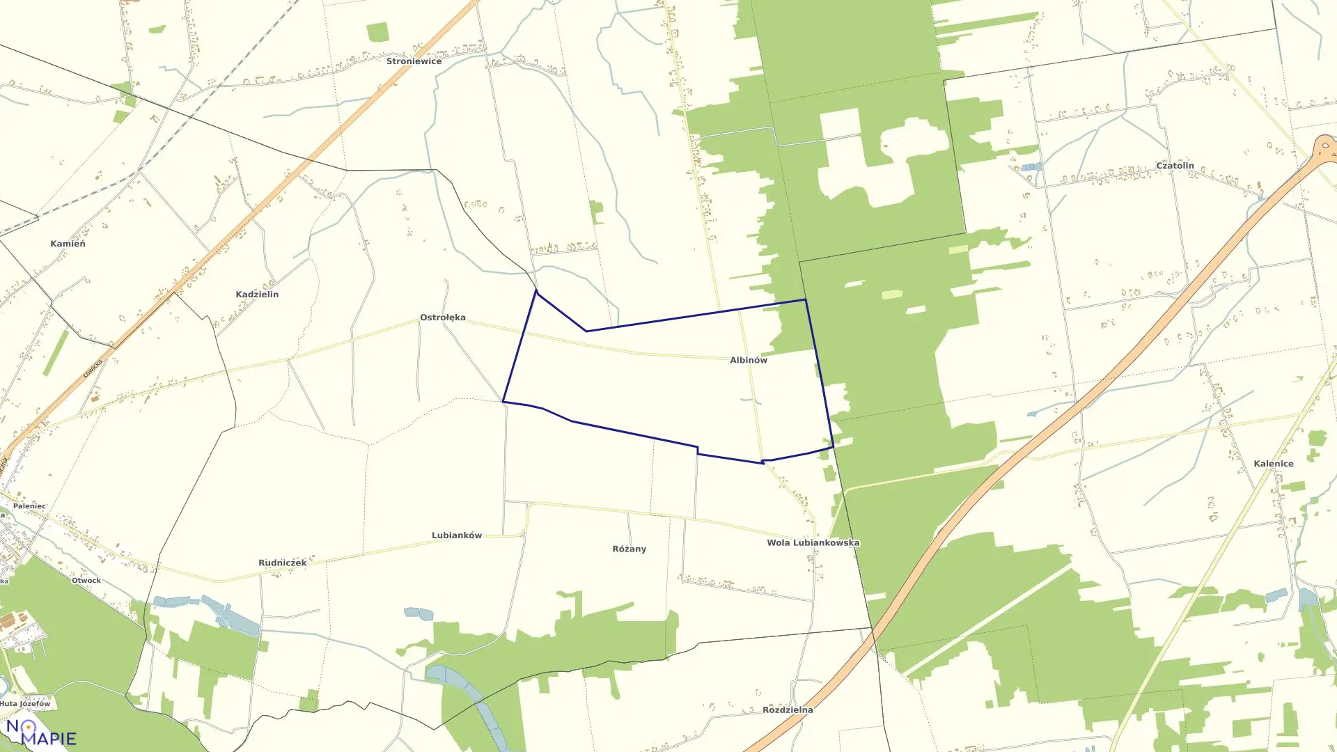 Mapa obrębu ALBINÓW w gminie Głowno