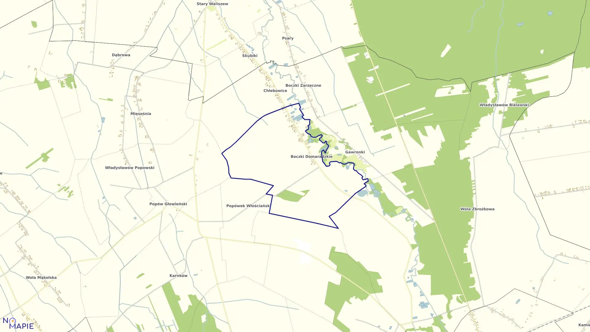 Mapa obrębu BOCZKI DOMARADZKIE w gminie Głowno