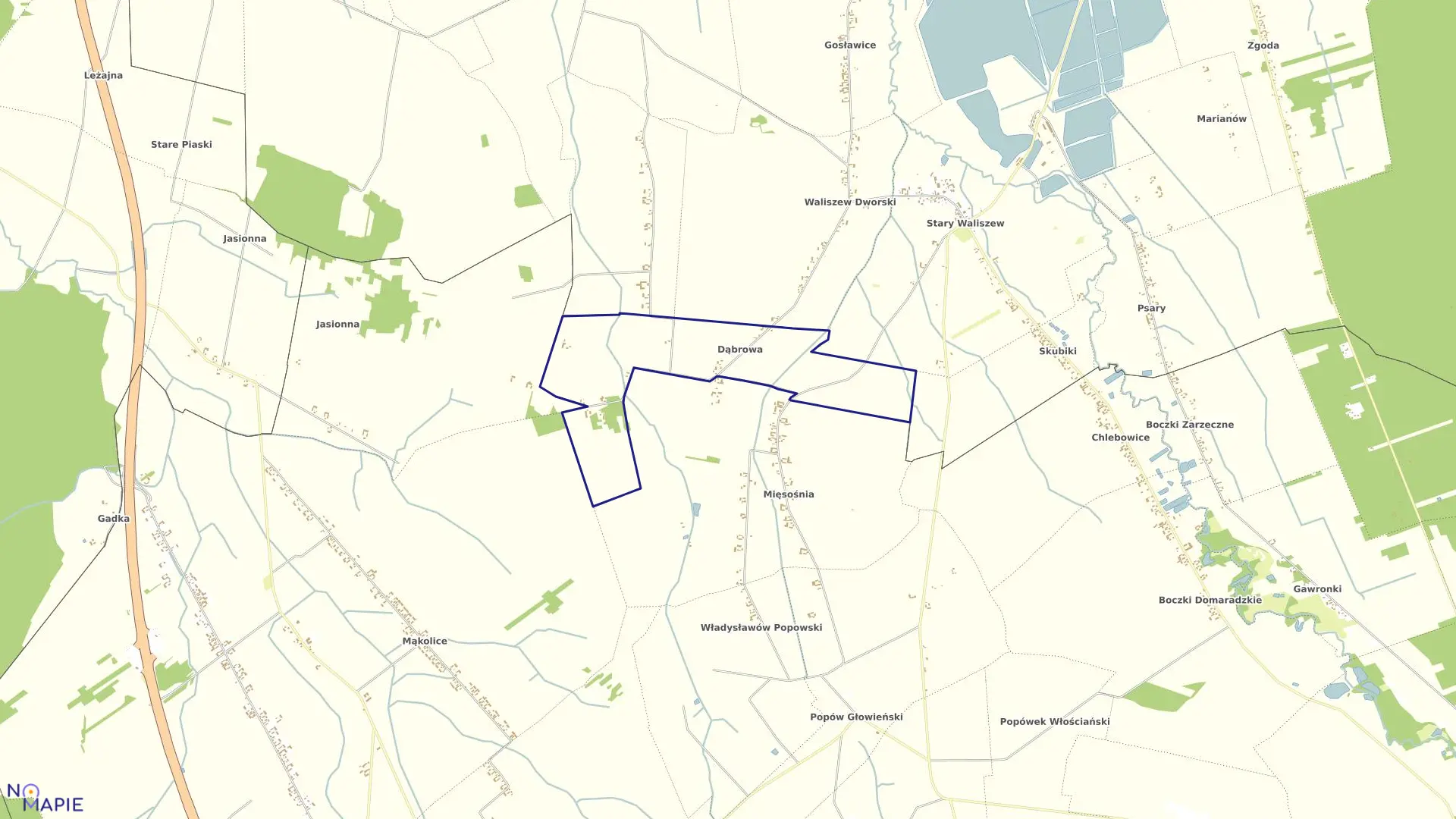 Mapa obrębu DĄBROWA w gminie Głowno