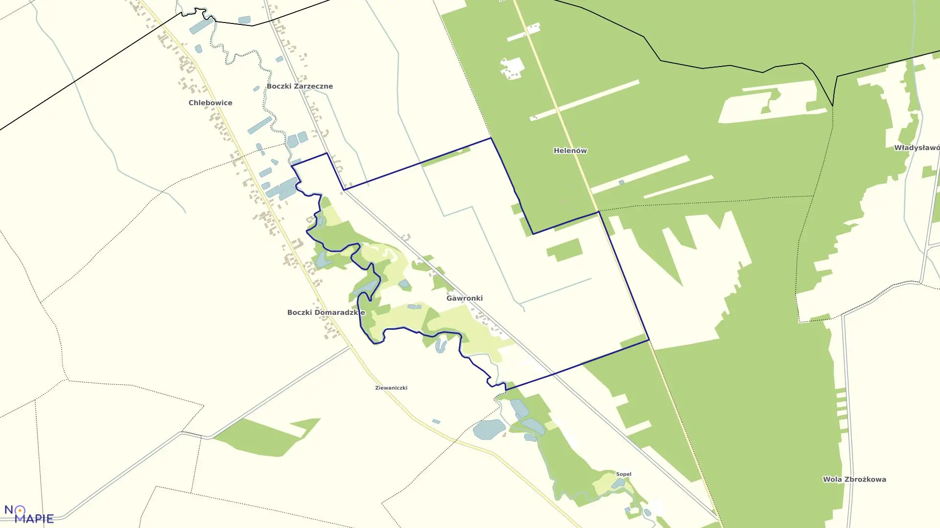 Mapa obrębu GAWRONKI w gminie Głowno